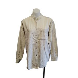 Vintage Terra Linen Cotton Oversized Button Front Summer Shirt Medium